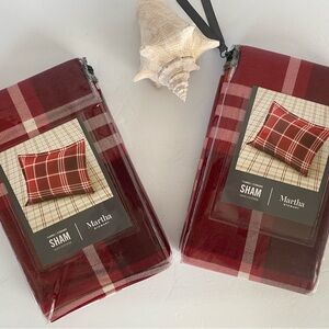 Martha Stewart Collection 100% Cotton Red Plaid Flannel Standard Pillow Sham